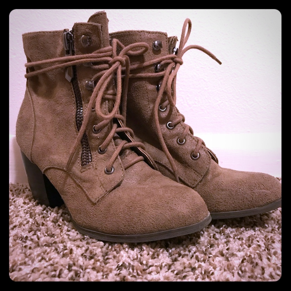 brown combat booties